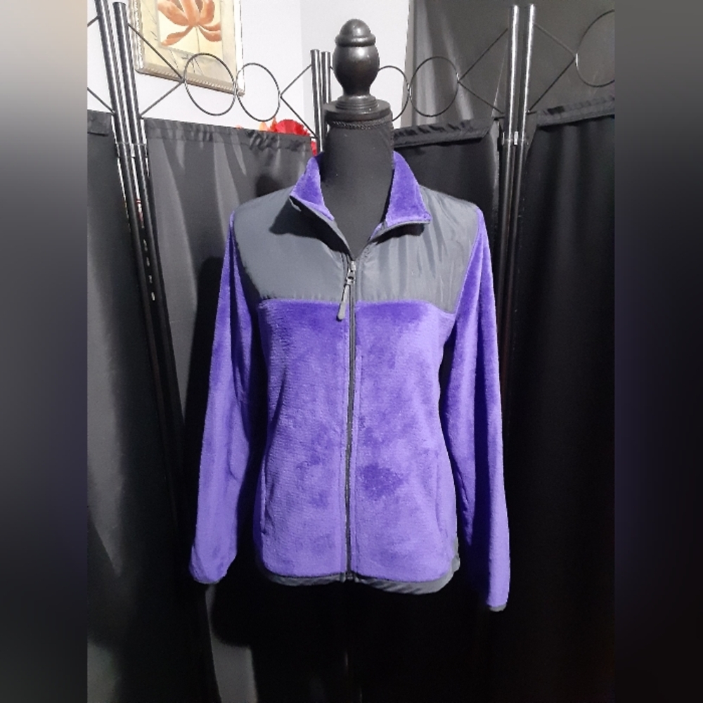 Danskin Women's Sherpa Like Purple and Gray Teddy Jacket Size S (4-6) Cozy